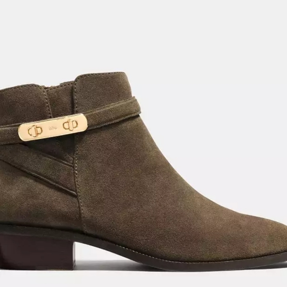 Coach Coleen Suede Booties Size 9 Taupe Neutral Comfortable Leather